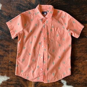 Cactus print orange button up